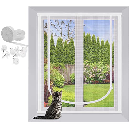 MYPIN Katzen-Fensterschutz, 119x150 cm, Haustier-Schutz, Fensterschutz mit beidseitigem Reißverschluss, verhindert, dass Katzen aus Fenster,...