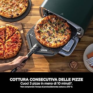 Ninja Artisan Forno elettrico per pizza e friggitrice ad aria da esterno, 4 programmi di cottura, tagliere, tagliapizza, pietra refrattaria 30 cm, pala, teglia, cestello per frittura, verde MO201AMZEU