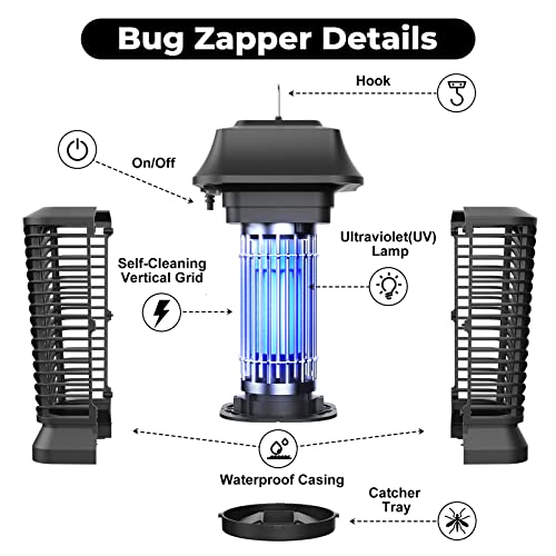 Bug Zapper For Outdoor Indoor, 4200V Electric Mosquito Zapper Waterproof 20W Mosquito Killer/Fly Trap Zapper Killer With 4Ft Power Cord For Patio Home Kitchen Backyard Camping #TOP6