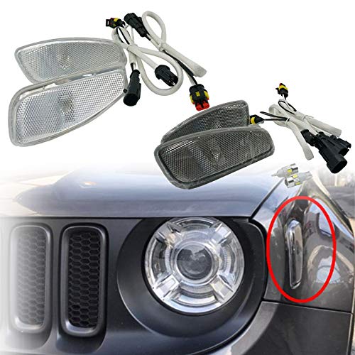 Riflettore Laterale di Avviso per Auto, Segnale di Luce della Lampada, Indicatori Anteriori per Jeep Renegade 2014-2017, Nero Fumo