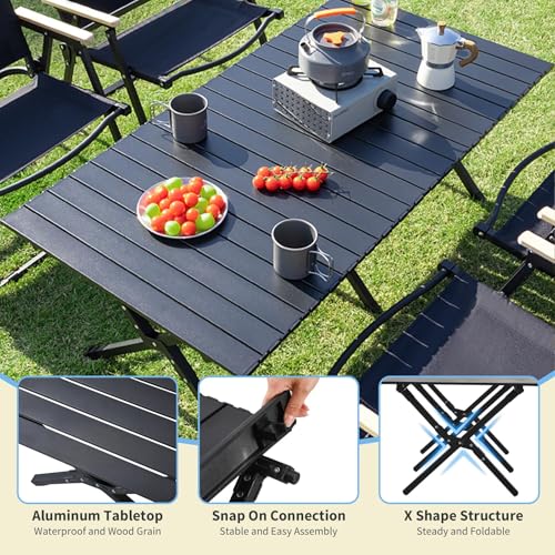 Mesa de Camping Plegable de Aluminio 4 Pies KAIHAOWIN Negra Versión Mejorada miniatura 5