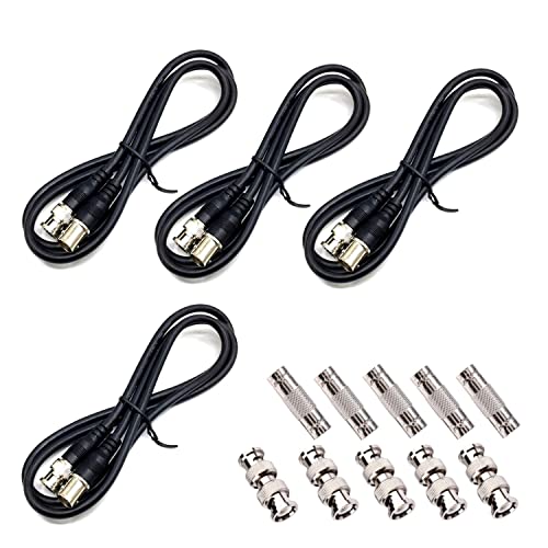 CTXSumTec 4 in Pack 1.6ft/20 BNC Male to Female CCTV Surveillance Extension Coaxial Cable with 5x BNC Male to Male Connectors