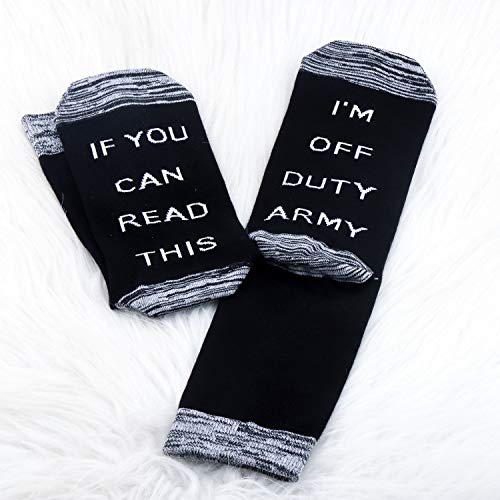 JXGZSO 2 Pairs Army Gift Army Socks Off US Army Socks Can Read This I’m Off Duty Army Socks Army Recruit Gift3