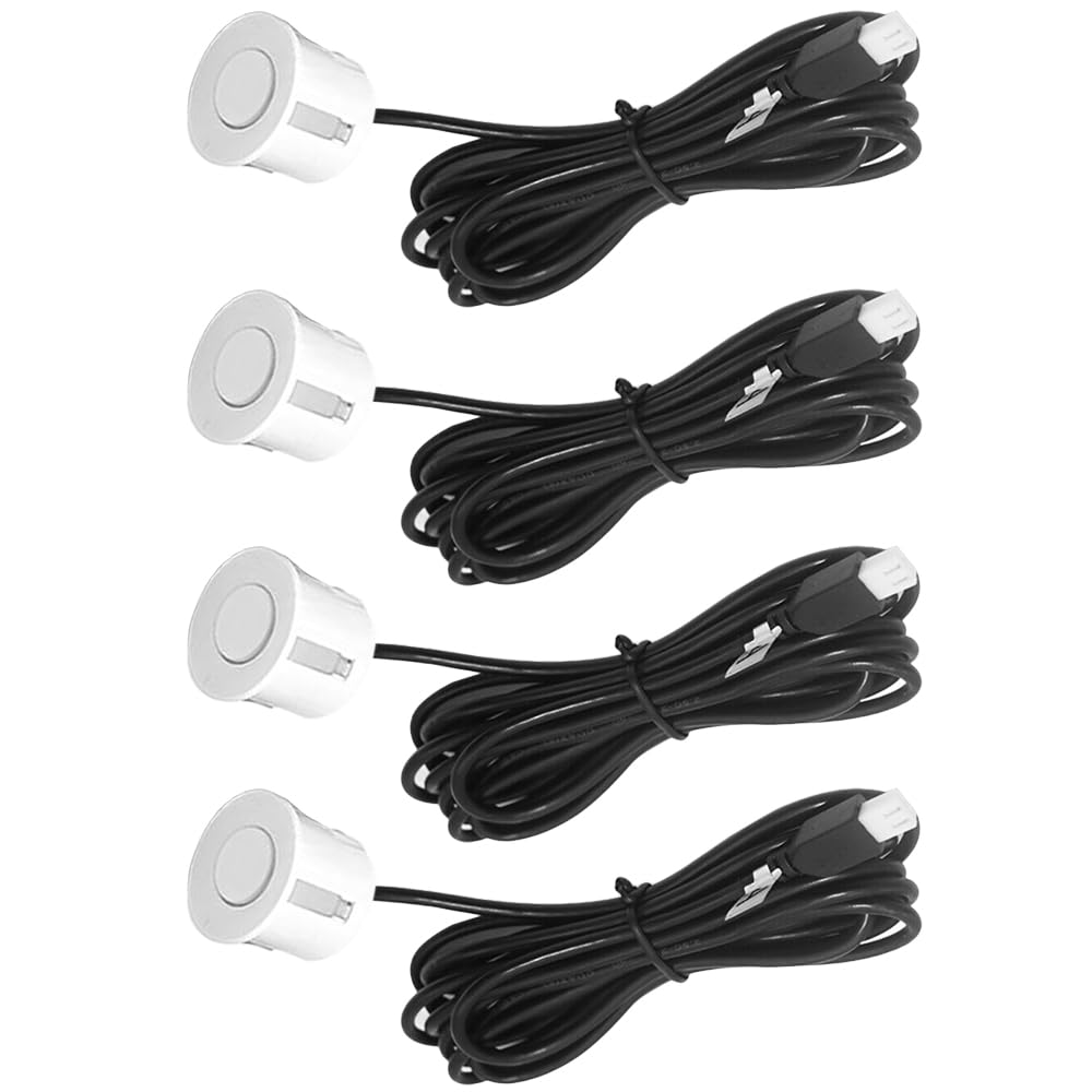 MASO 1x DC12V Radar per Parcheggio Auto Senza Fili a 4 Sonde, Cicalino Volume 65db, Distanza di Rilevamento Radar 0,3～2,0m, Impermeabile Anti-Vibrazione, Bianco