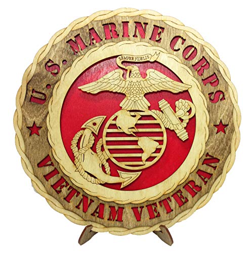 Vietnam Veteran Military Decorative Custom Laser Crafted Three Dimensional Wooden Wall Plaque with Stand - Armed Forces Marines