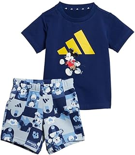 طقم بطباعة لشخصية ميكي ماوس مكون من تيشرت وبنطلون للأطفال من اديداس