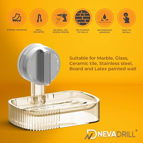 Image of Vacuum Sucker Soap Box - Punch-Free Wall Mounted Soap Holder for Bathroom & Kitchen, No-Drill Suction Cup Design [ND-1001SG]