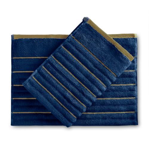 Image of Spaces Hand Towels | 100% Cotton | Spa & Gym Towel | Highly Absorbent & Ultra Soft | 2 Piece Set | Premium Hand Towel | 40 x 60 cm | Estate Blue /Fire
