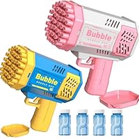 Seifenblasenpistole Kinder, 2 Stück 40 Loch Seifenblasenpistole mit 4 Flaschen SeifenblasenflüSsigkeit, Seifenblasen Pistole-Spielzeuggeschenk füR Kinder Im Alter Von 4–8 Jahren