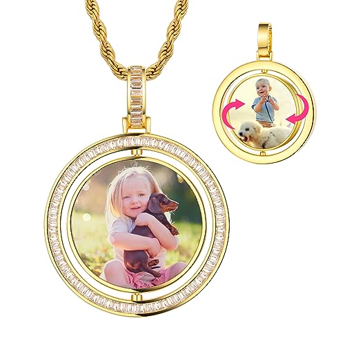 Yimeraire Custom Double Sided Photo Necklace Personalized Picture Pendant Necklace For Women Customized Memory Pendant With Chain Hip Hop Jewelry For Men Festival Holiday Gifts #TOP6