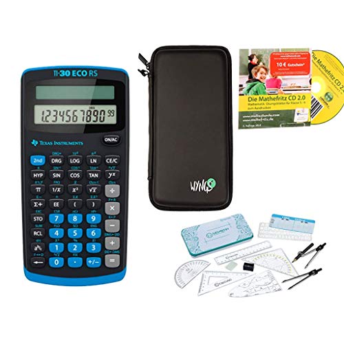 Streberpakket: TI-30 ECO RS + beschermtas + leerCD (in het Nederlands) + geometrie-set + uitgebreide garantie