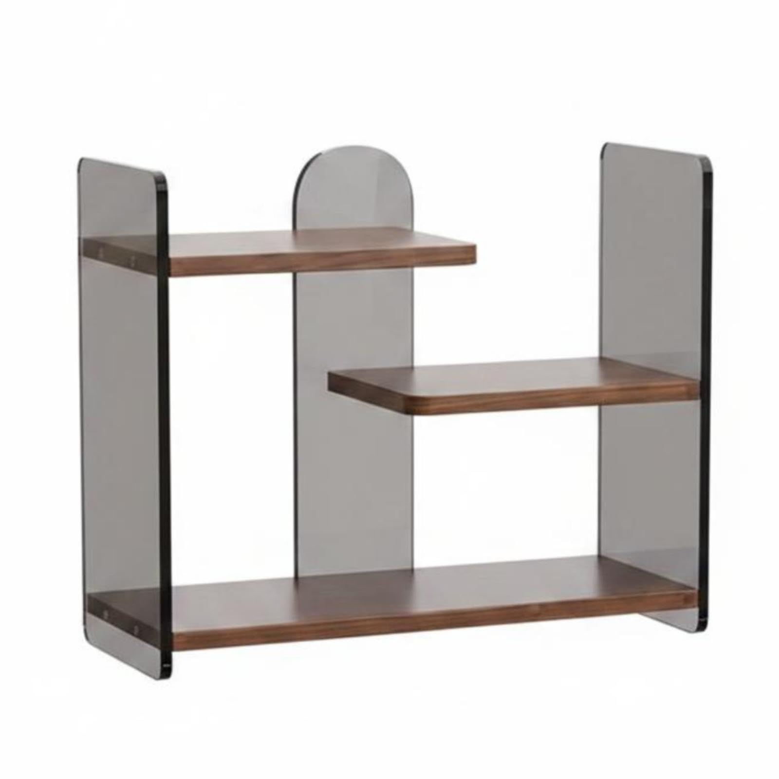 CALANDIS Acrylic Desk Shelf Space Saving Desktop Storage Rack Easy Access Multi Tier Desk Organizer for Women Walnut Black Tea-image-21