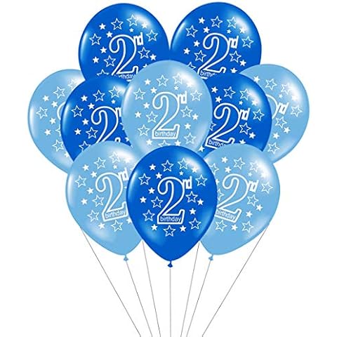2nd Birthday Balloons Birthday Decorations 12" Blue Balloons For Boy's Pack of 10 Cover