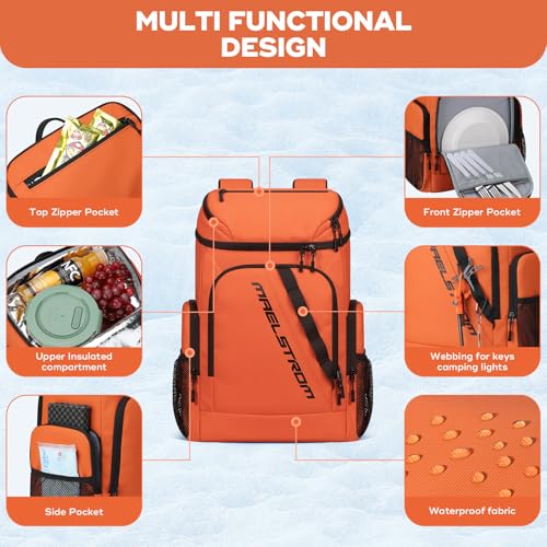 Maelstrom Insulated Cooler Backpack, 36 Can Soft Cooler Ice Chest Bag | Double Compartment, 16H Cold, Leakproof, Bottle Opener, Waterproof, Lightweight, for Beach, Travel, Camping, Picnics, Hiking - Image 6