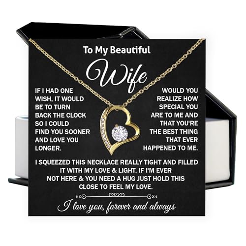 To-My-Wife-Jewelry-Gift-Best-Wife-Ever-Gifts-From-Husband-Birthday-Gift-Ideas-for-Women-Beautiful-Christmas-Necklace-for-Wife-Gifts-for-Wife-Forever-Love-Necklace-for-Wife-With-Loving-Message-Card-and