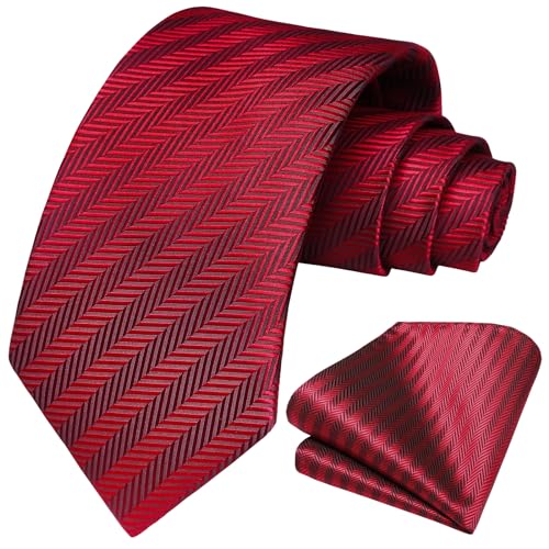 Image of HISDERN Ties for Men Solid Tie Handkerchief Set Classic Woven Silk Business Polka Dot Mens Ties Necktie Wedding Party