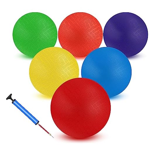 jiaonun 6 Pack Playground Balls Kickballs Dodgeballs, 9 Inch Soft Foam Playground Ball Set with 6 Colors for Kids & Adults, Handballs Gaga Balls Four Square Balls Bulk