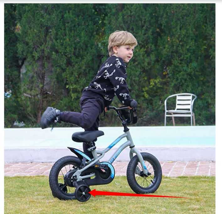Image of Bicycle Side Supporter Wheel Training Wheels Adjustable Side Support Wheel Set for 12 to 14 Inch Kids Bicycle - Made of Steel and Plastic