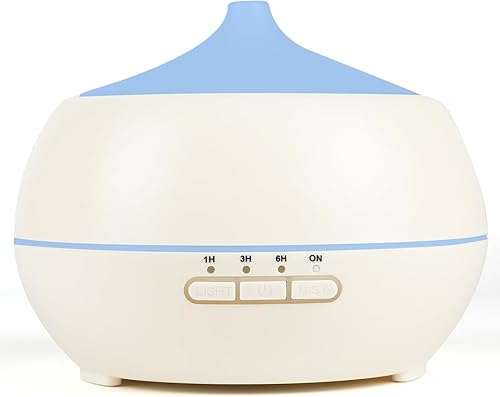 HAPPTWS Difusor de aceite esencial de 16.9 fl oz, difusor ultrasónico de aromaterapia sin BPA, con luces de 7 colores, apagado automático sin agua,