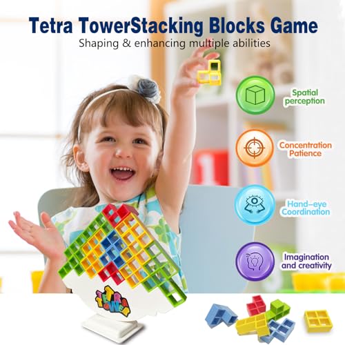Tetra Tower Stacking Blocks Game, Unleash Fun and Learning for Kids - Perfect for Family Board Games