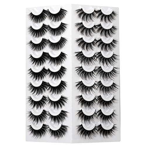 18 Pairs Lashes 6 Styles Lashes Pack Natural Look Wispy 3D Volume Faux Mink Lashes Dramatic Fluffy Soft Handmade Reusable Lashes Pack
