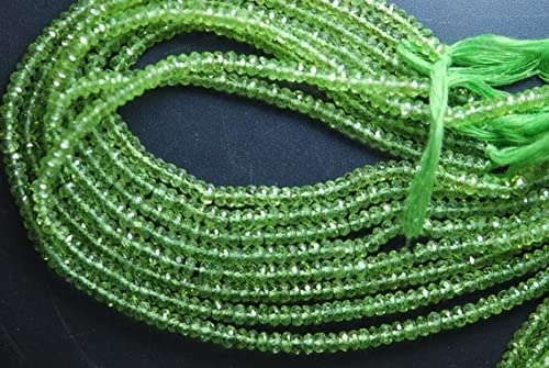 Peridot Faceted Rondelles de qualité supérieure, pierres naturelles taillées de 4.5mm