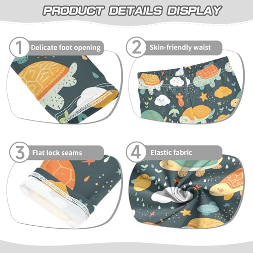 Cute Turtle Girls' Leggings Toddler Doodles Clouds Stars Kids Yoga Pants Dance Active Tights 4T3