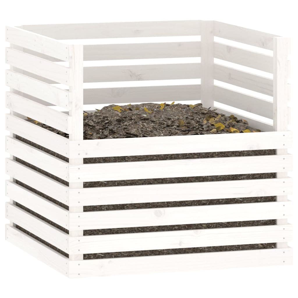 INLIFE Compostador blanco 80 x 80 x 78 cm madera maciza de pino, 14,45 kg, 822188