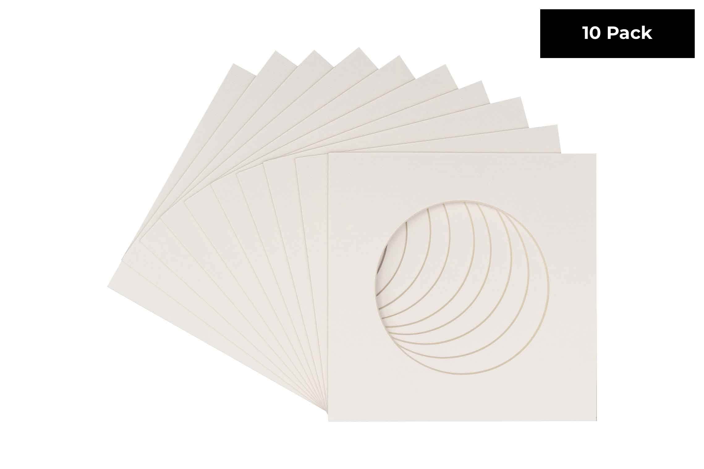 CountryArtHouse Textured White Acid Free 14x14 Circle Picture Frame Mat with White Core Bevel Cut for 10x10 Pictures - Fits 14x14 Frame - Pack of 10 Matboards