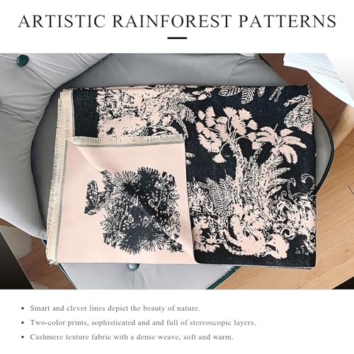 Warm Scarf Cashmere Shawl Women Rainforest Pattern Reversible Pashmina With Tassel Large Long Scarf Warm Wrap Stole3