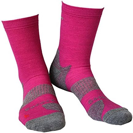 Gococo Technical Cushion High Wool Socks - Quick Drying for Running and Active Sport - Fuchsia/Grey