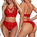 Namifin Lingerie for Women for Sex Play Set,lingerie Lace Babydoll 2 Piece Sexy Bra and Panty Sets Red Large