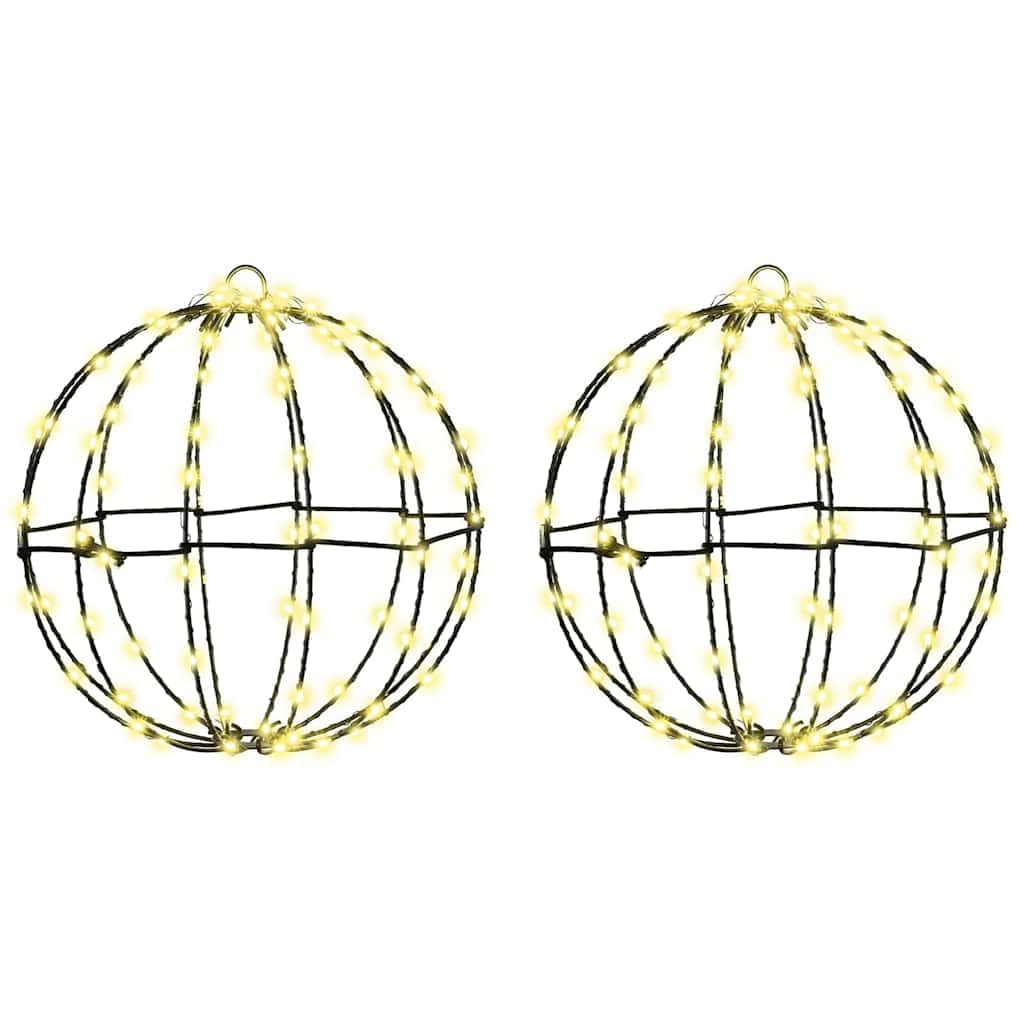 Set di 2 sfere natalizie a LED in metallo, bianco caldo, 30 x 30 x 32 cm