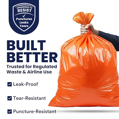 Image of Plasticplace 42 Gallon Trash Bags |3.0 Mil | Orange Heavy Duty Contractor Trash Bags | 33 inch x 48 inch, 50 Count (Pack of 1)