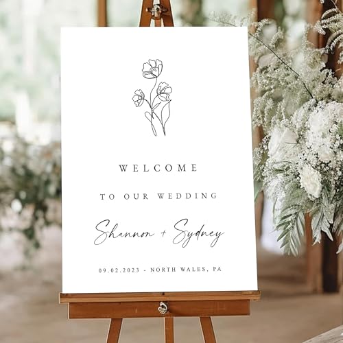 Personalized Welcome to Our Wedding Sign Couple Names Date Botanical