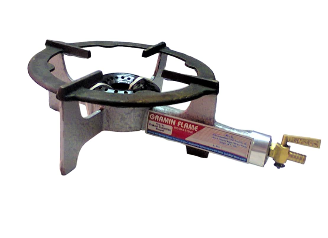 GRAMIN FLAME Single Burner Biogas Open Canteenburner/Bhatti, Black