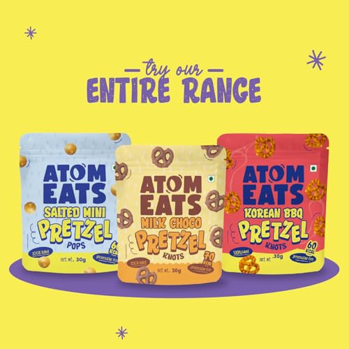 Image of Atom Eats Salted Pretzel Mini Knots 30g - (Pack of 3) | 100% Baked | Savory Snacks, Crunchy Namkeen - Perfect for Snack Box, Parties, On-the-Go Versatile Food Items - Great for Dipping, Solo Snacking