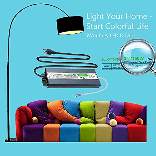Image of LED Driver 150 Watts Waterproof IP67 Ultra Thin 0.7in 24V DC Output Low Voltage Transformer Outdoor Power Supply Adapter for LED Strip,Landscape Lighting Project, and Any 24V LED Lights