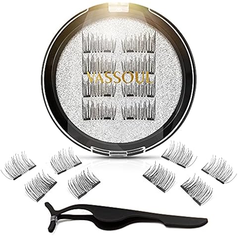 VASSOUL Dual Magnetic Eyelashes, Half Lash, 0.2mm Ultra Thin Magnet, Light weight Reusable 3D Eyelashes with Applicator Cover