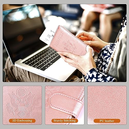 Image of TIGARI Passport Holder for Travel Women Men, PU Leather Waterproof RFID Wallet Cover Case Sleeve, Valentines Day Gifts, Vacation Plane Cruise Travel Document Organizer Essentials