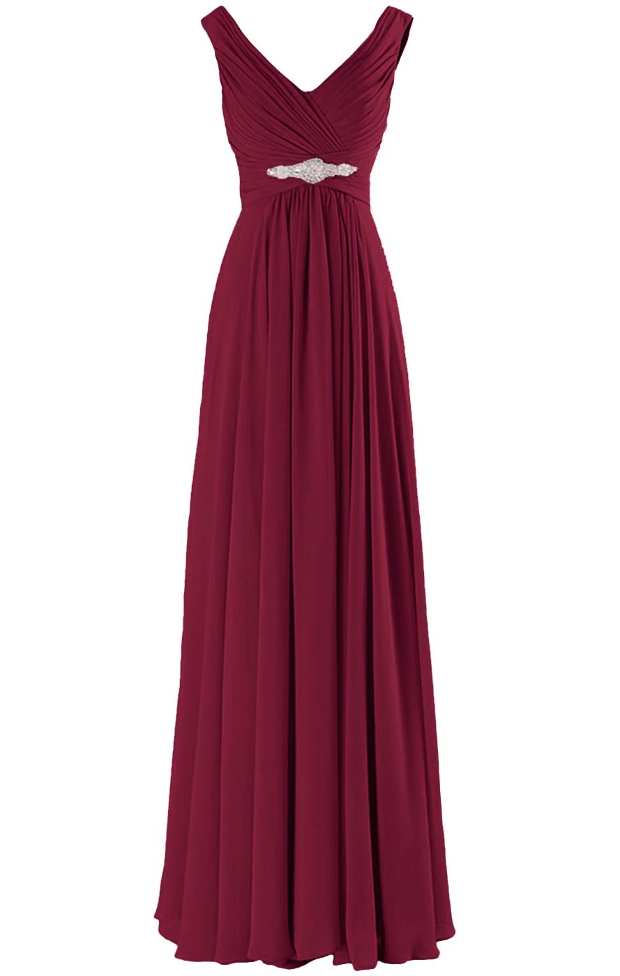 Lecureler V-Neck Ruching Prom Bridesmaid Burgundy Size 12