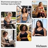 Vicloon Biustonosze bezprzewodowe dla kobiet, bezszwowy biustonosz damski push-up, bez fiszbin, pełne pokrycie, wygodne miękkie wkładki, bez fiszbin, koszulka na co dzień z przedłużaczem, Skóra -M, M
