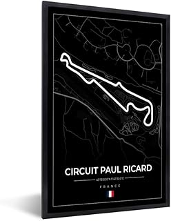 MuchoWow Poster encadré Circuit de course - F1 - Circuit - France - Circuit Paul Ricard - Noir Tableau deco avec cadre 20x30 cm affiche decoration murale