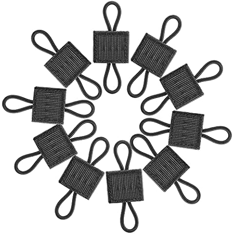 FRTKK Pack of 10 Tactical Gear Holder Clip Molle Web Dominator Elastic Strings Buckle for Tactical Vests Backpacks Molle Bags (Black-1#) Cover