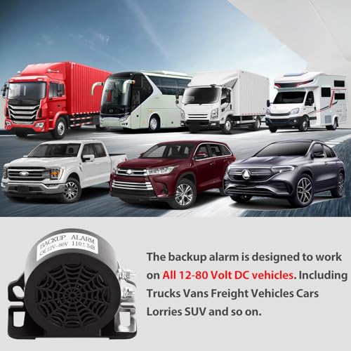 Image of MIRKOO Backup Alarm 110dB 12V-80V DC Waterproof Industrial Heavy-Duty Backup Reverse Warning Alarm Super Loud Beeper for Truck Van Freight Car Lorry Heavy Vehicles (Self-Grounding Metal Sheet-2PC)