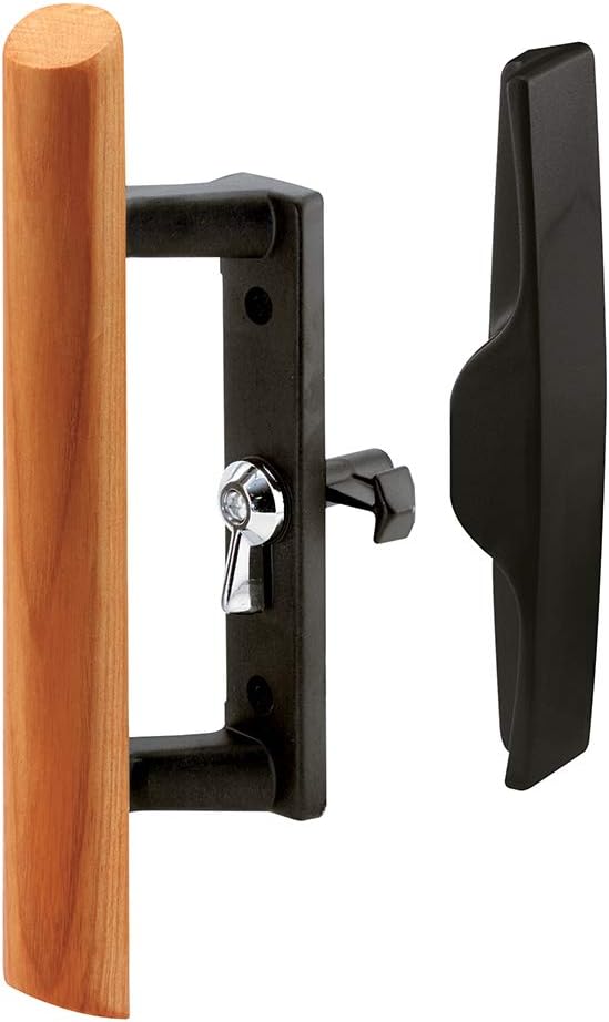 Prime-Line MP1095 Sliding Door Handle, 3-1/2 In., Diecast and Wood, Black, Hook Style (Single Pack)