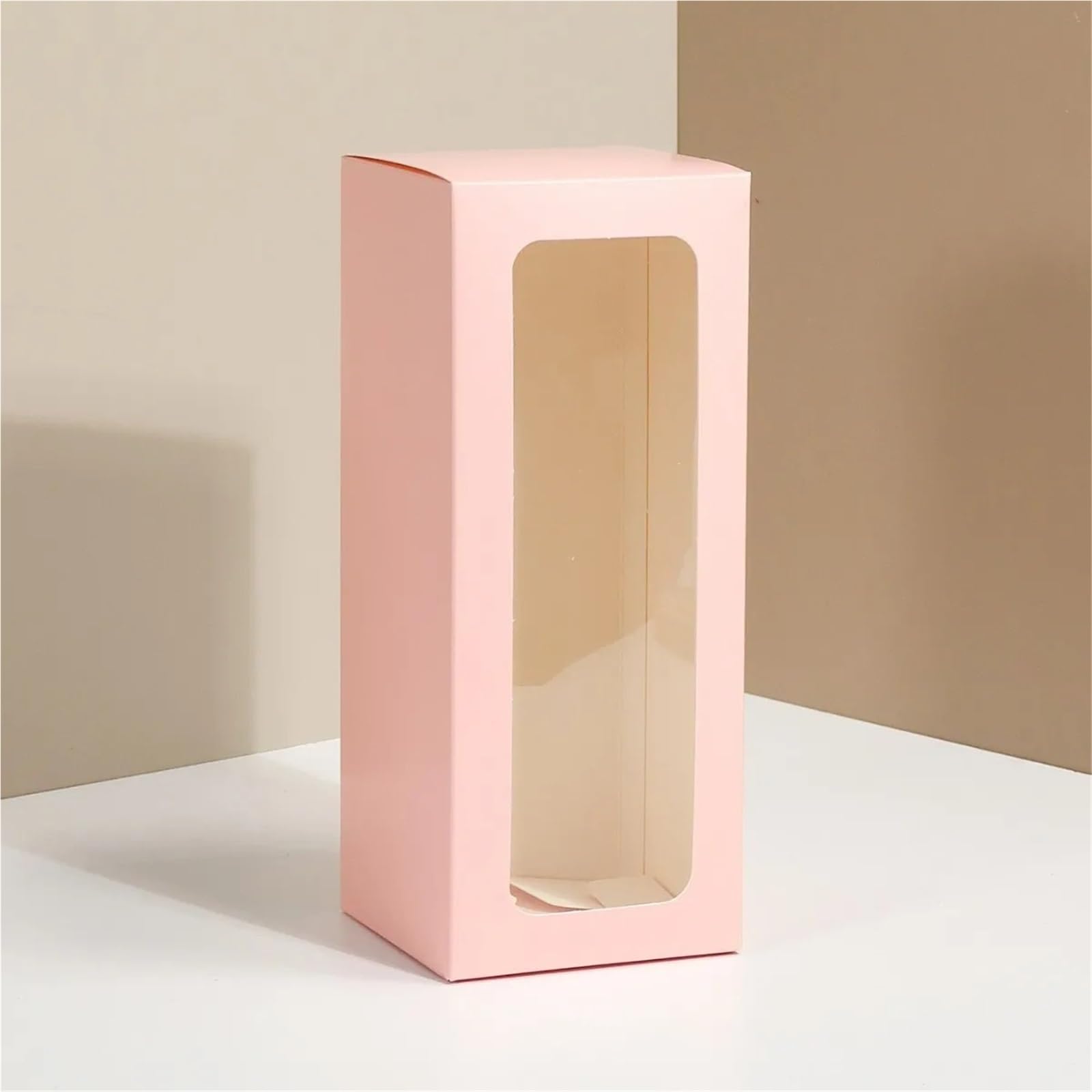 Kraftpapier Box Mit Fenster 8 x 20 cm große Geschenkbox mit Fenster