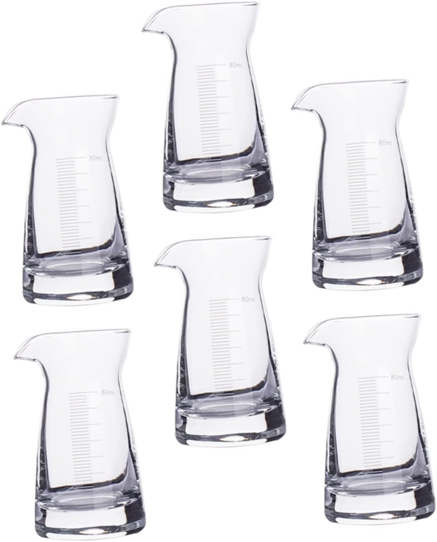 ABOOFAN 6Pcs Glass Liquid Measuring Cups with Scale Barware Tools for Vodka Whiskey Drinks Home and Restaurant Use
