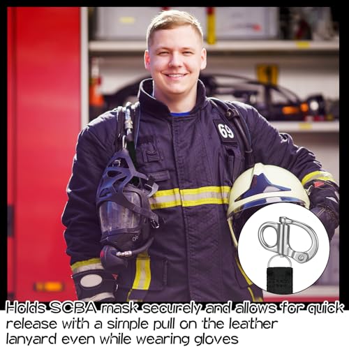 Image of Tellegloww 4 Pcs Scba Mask Quick Release Clip Shackle Marine Grade 316 Stainless Steel Snap Shackle Lanyard for Firefighter Accessories Rigging Boating Sailing