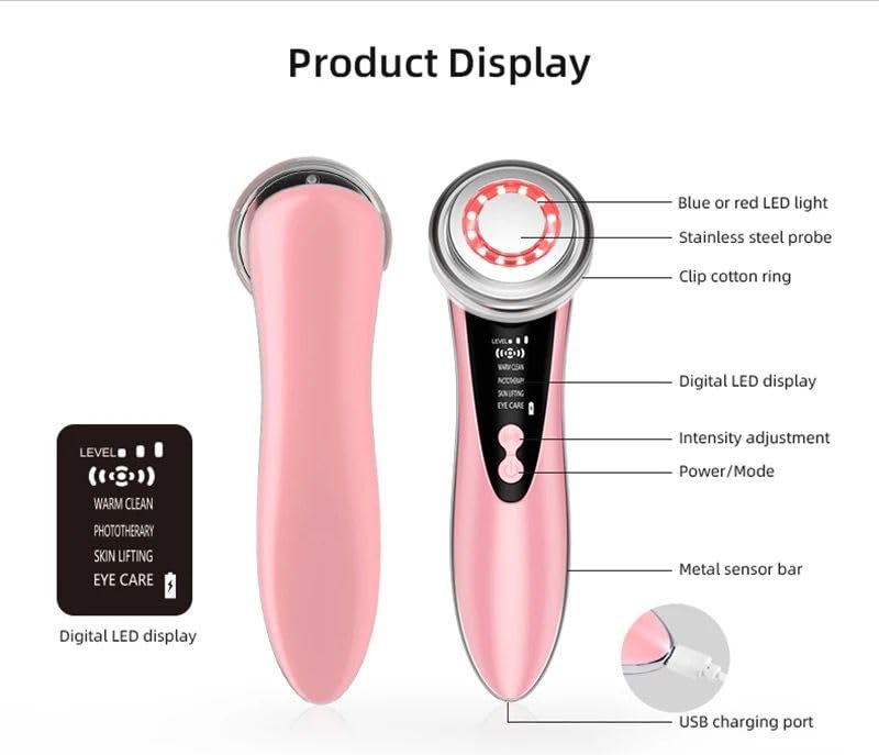 Abgrow 5 in 1 High Frequency Ultrasonic Beauty Face Massager with EMS, Hot & Cold Mode for Anti Wrinkle, Facial Cleansing, Vibration Massage, Firming Skin Abgrow 5 in 1 High Frequency Ultrasonic Beauty Face Massager with EMS, Hot & Cold Mode for Anti Wrinkle, Facial Cleansing, Vibration Massage, Firming Skin